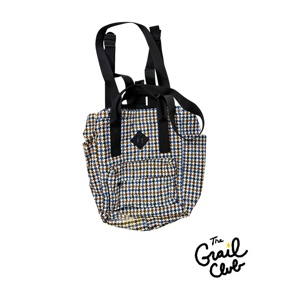 Houndstooth Patterned Backpack Multi Color Zipper… - image 1